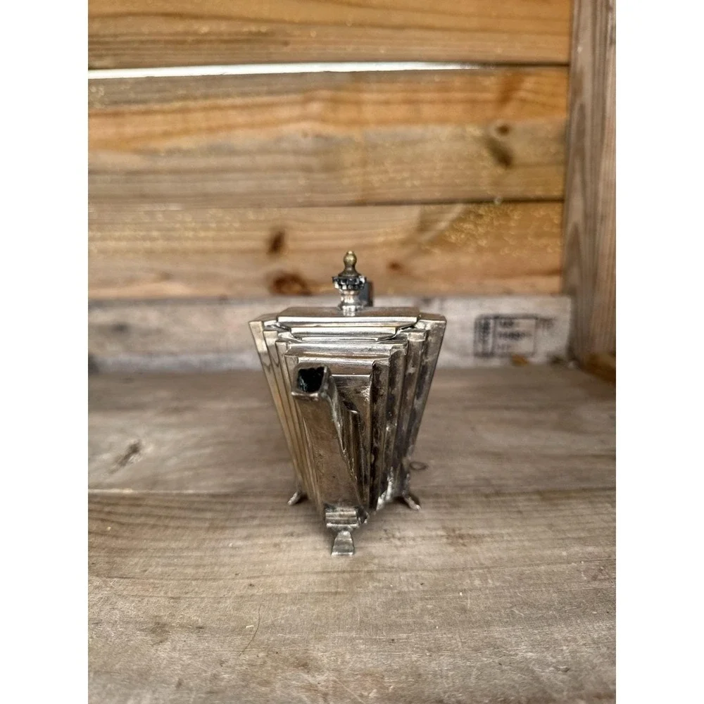 Antique Art Deco Stylish Silverplate‎ Teapot with Ebony Handle